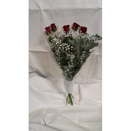 Bouquet de 5 roses rouges
