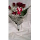 Bouquet de  5 roses rouges et gypsophile